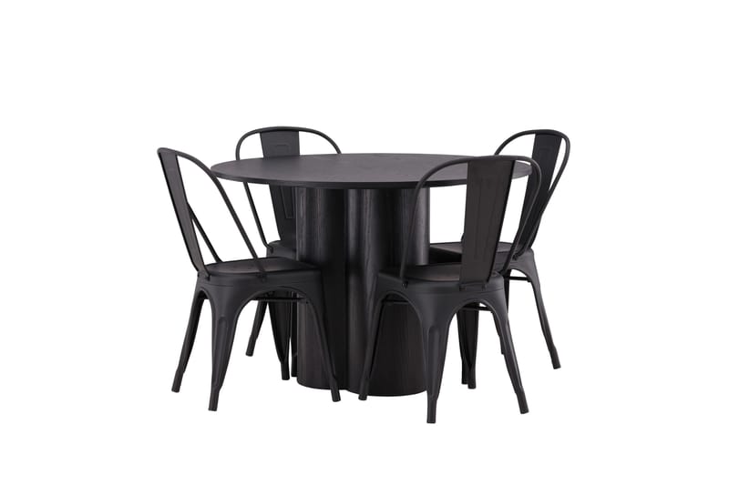 Olivia Matgrupp 110 cm Rund med 4 Tempe Stolar - Svart - Möbler - Matplats - Matgrupp & matbord med stolar
