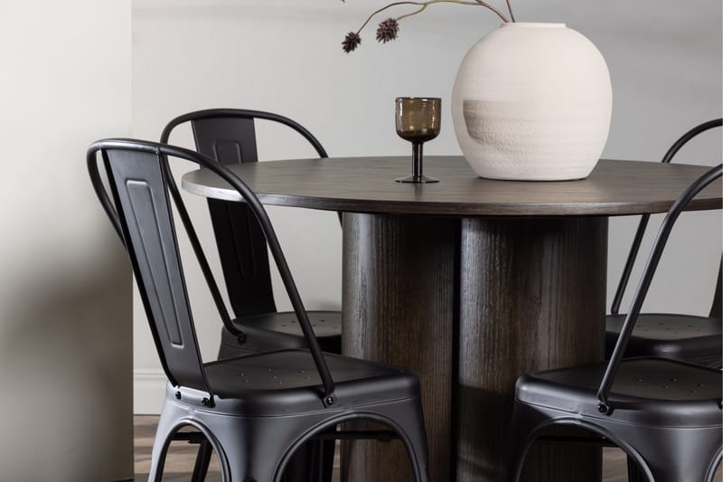 Olivia Matgrupp 110 cm Rund med 4 Tempe Stolar - Svart - Möbler - Matplats - Matgrupp & matbord med stolar