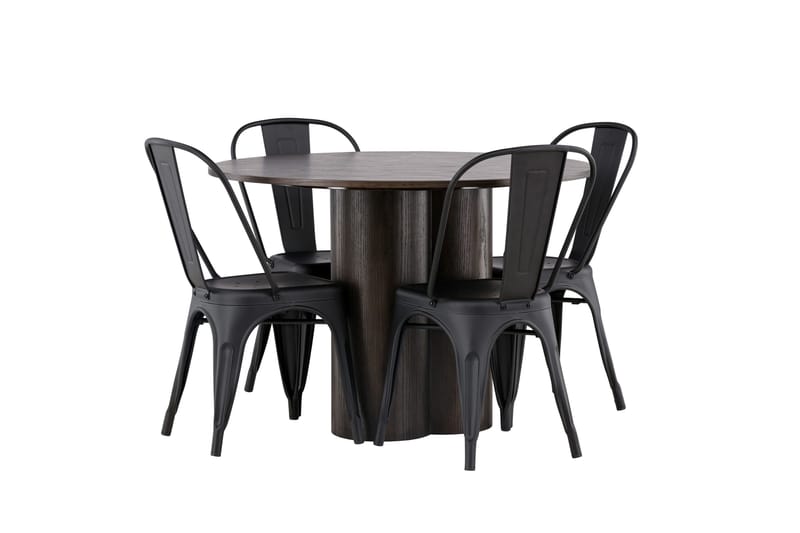 Olivia Matgrupp 110 cm Rund med 4 Tempe Stolar - Svart - Möbler - Matplats - Matgrupp & matbord med stolar