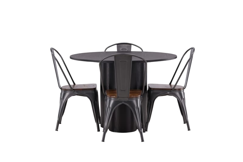 Olivia Matgrupp 110 cm Rund med 4 Tempe Stolar - Svart - Möbler - Matplats - Matgrupp & matbord med stolar
