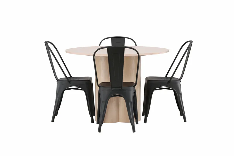 Olivia Matgrupp 110 cm Rund med 4 Tempe Stolar - Svart - Möbler - Matplats - Matgrupp & matbord med stolar