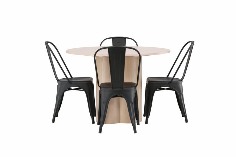 Olivia Matgrupp 110 cm Rund med 4 Tempe Stolar - Svart - Möbler - Matplats - Matgrupp & matbord med stolar