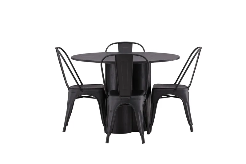Olivia Matgrupp 110 cm Rund med 4 Tempe Stolar - Svart - Möbler - Matplats - Matgrupp & matbord med stolar
