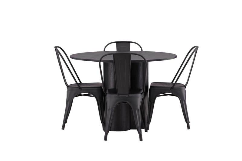 Olivia Matgrupp 110 cm Rund med 4 Tempe Stolar - Svart - Möbler - Matplats - Matgrupp & matbord med stolar