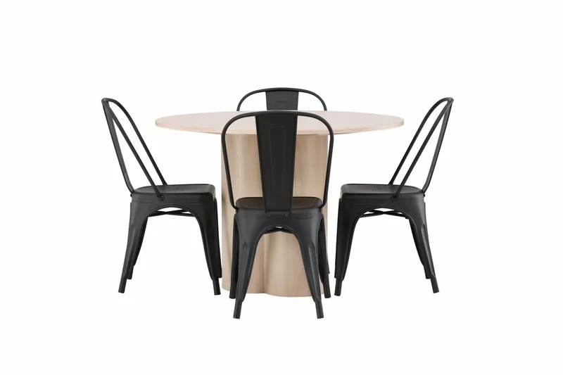 Olivia Matgrupp 110 cm Rund med 4 Tempe Stolar - Svart - Möbler - Matplats - Matgrupp & matbord med stolar