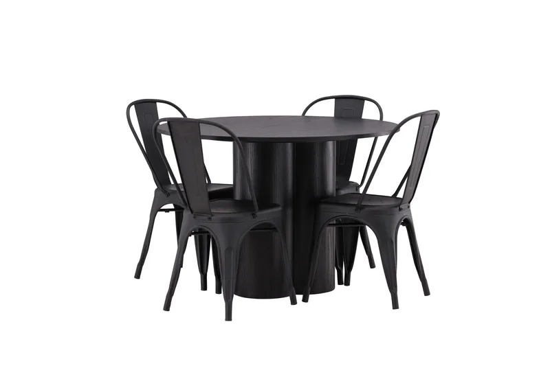 Olivia Matgrupp 110 cm Rund med 4 Tempe Stolar - Svart - Möbler - Matplats - Matgrupp & matbord med stolar