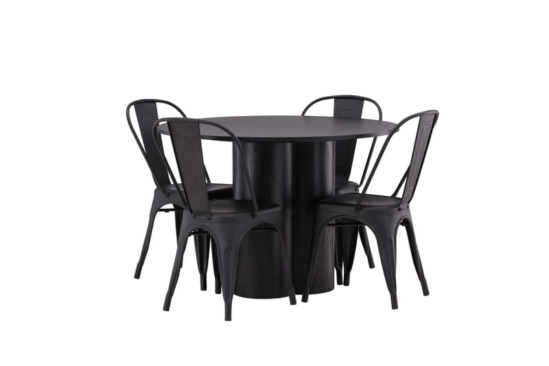 Olivia Matgrupp 110 cm Rund med 4 Tempe Stolar - Svart - Möbler - Matplats - Matgrupp & matbord med stolar