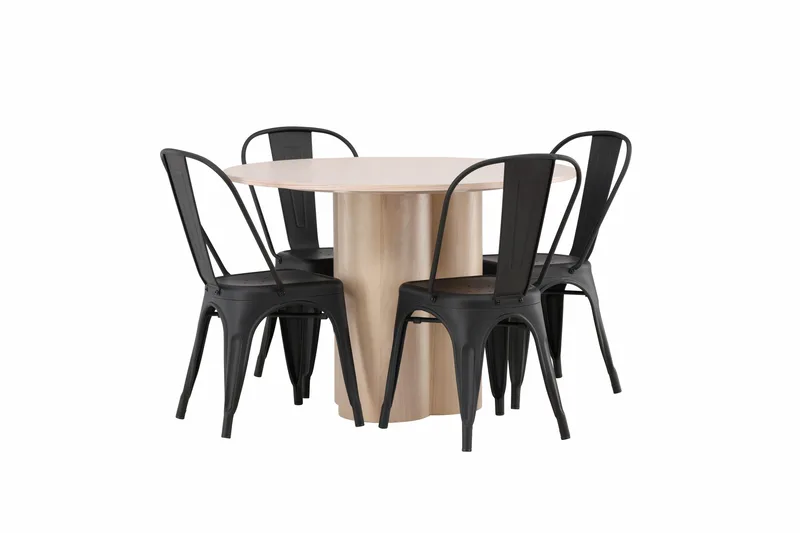 Olivia Matgrupp 110 cm Rund med 4 Tempe Stolar - Svart - Möbler - Matplats - Matgrupp & matbord med stolar