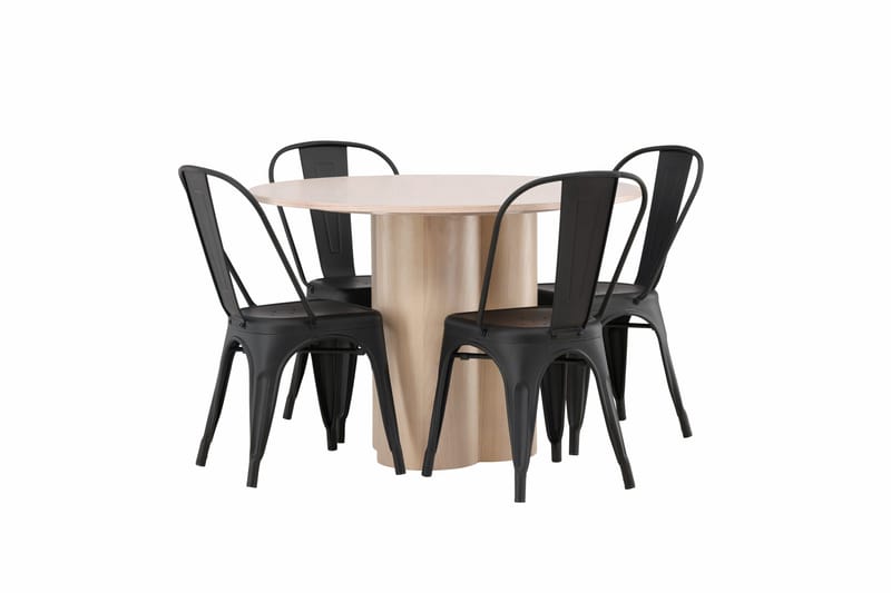 Olivia Matgrupp 110 cm Rund med 4 Tempe Stolar - Svart - Möbler - Matplats - Matgrupp & matbord med stolar