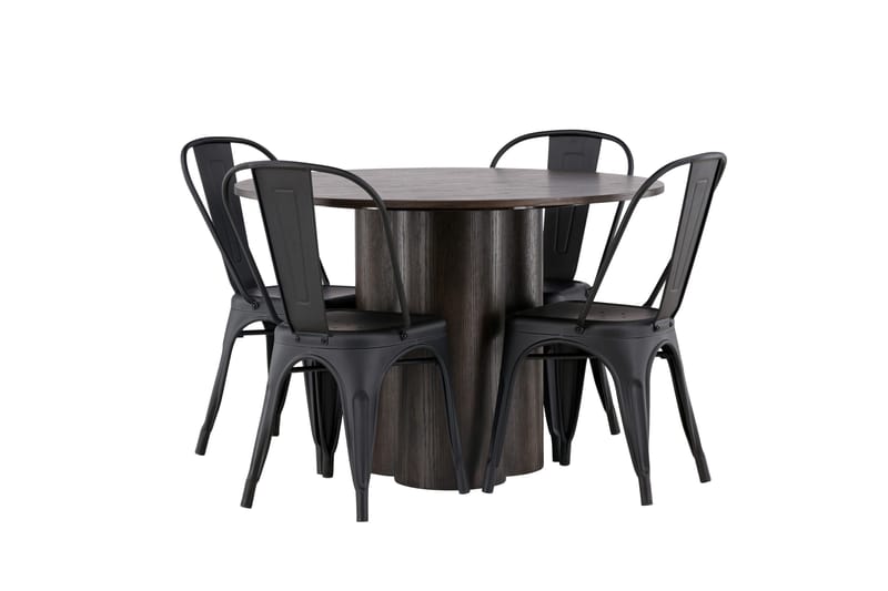 Olivia Matgrupp 110 cm Rund med 4 Tempe Stolar - Svart - Möbler - Matplats - Matgrupp & matbord med stolar