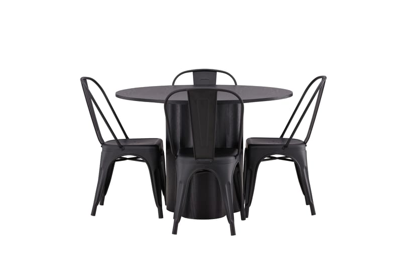 Olivia Matgrupp 110 cm Rund med 4 Tempe Stolar, Svart