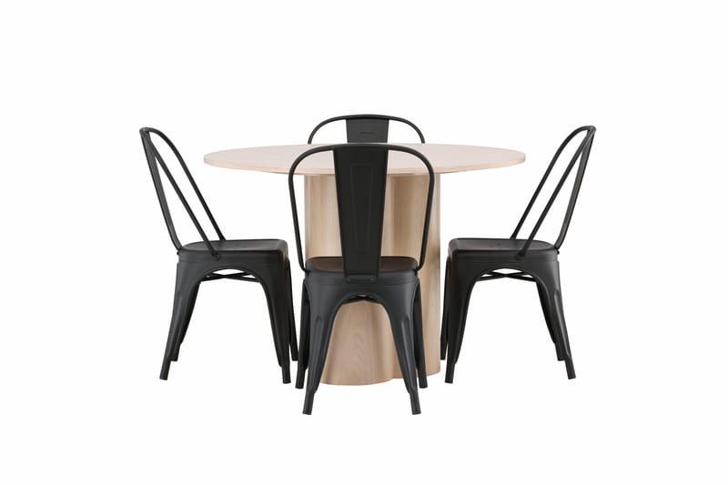 Olivia Matgrupp 110 cm Rund med 4 Tempe Stolar - Svart - Möbler - Matplats - Matgrupp & matbord med stolar