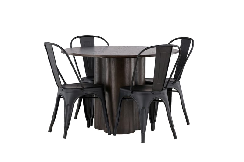 Olivia Matgrupp 110 cm Rund med 4 Tempe Stolar - Svart - Möbler - Matplats - Matgrupp & matbord med stolar