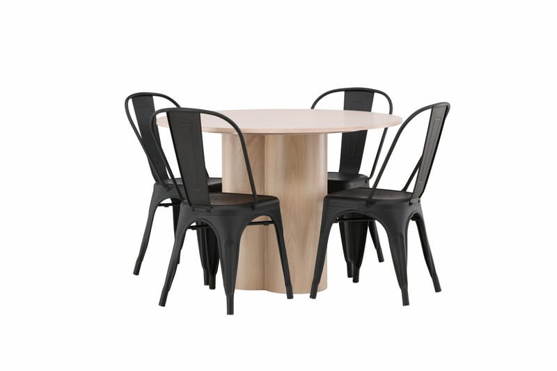 Olivia Matgrupp 110 cm Rund med 4 Tempe Stolar - Svart - Möbler - Matplats - Matgrupp & matbord med stolar