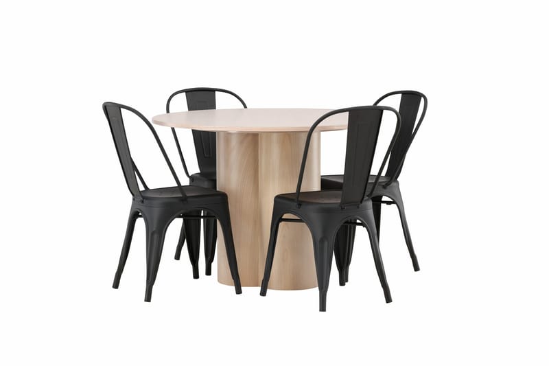 Olivia Matgrupp 110 cm Rund med 4 Tempe Stolar - Svart - Möbler - Matplats - Matgrupp & matbord med stolar