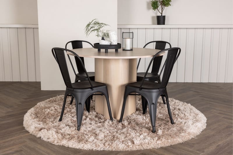 Olivia Matgrupp 110 cm Rund med 4 Tempe Stolar - Svart - Möbler - Matplats - Matgrupp & matbord med stolar