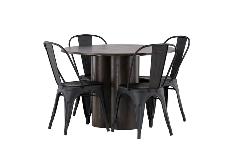 Olivia Matgrupp 110 cm Rund med 4 Tempe Stolar - Svart - Möbler - Matplats - Matgrupp & matbord med stolar