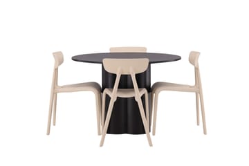Olivia Matgrupp 110 cm Rund med 4 Ursholmen Stolar - Beige - Möbler - Matplats - Matgrupp & matbord med stolar