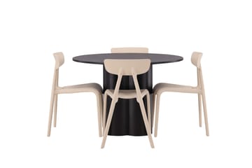 Olivia Matgrupp 110 cm Rund med 4 Ursholmen Stolar - Beige - Möbler - Matplats - Matgrupp & matbord med stolar