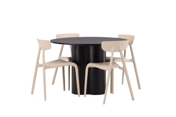 Olivia Matgrupp 110 cm Rund med 4 Ursholmen Stolar - Beige - Möbler - Matplats - Matgrupp & matbord med stolar