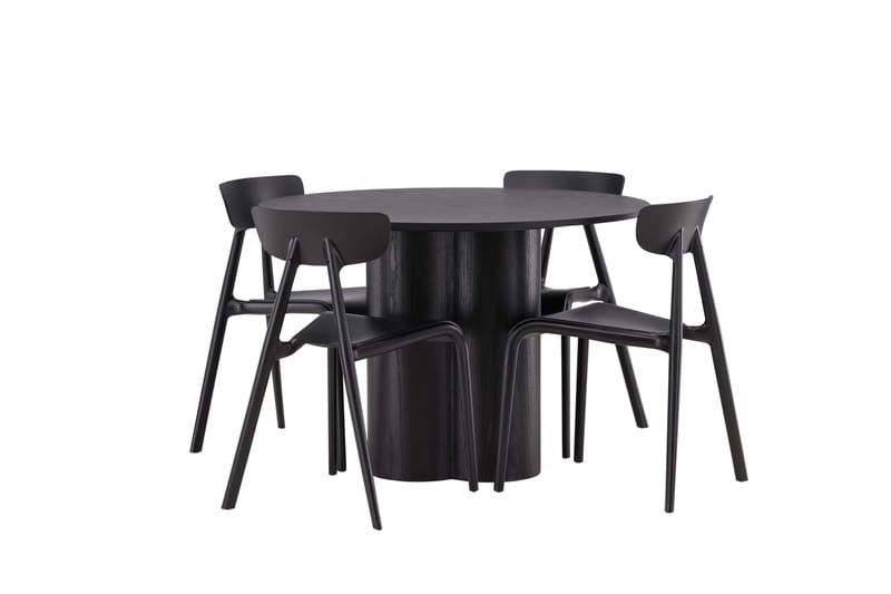 Olivia Matgrupp 110 cm Rund med 4 Ursholmen Stolar - Svart - Möbler - Matplats - Matgrupp & matbord med stolar