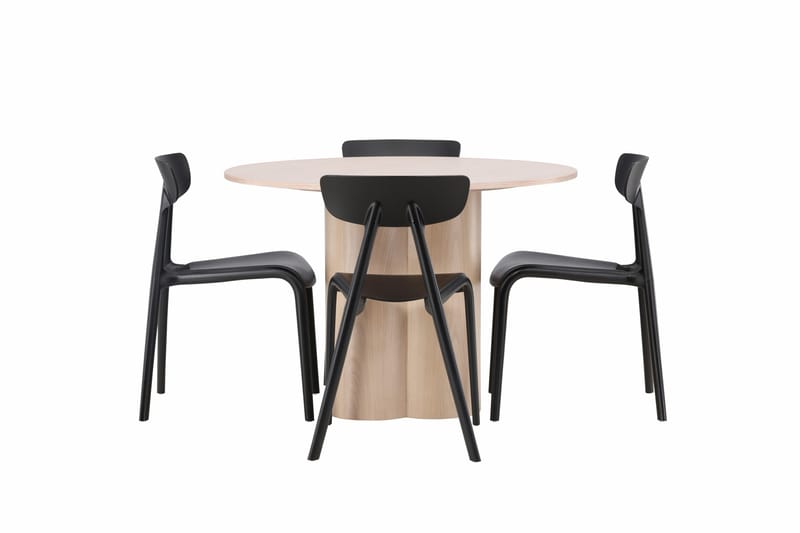Olivia Matgrupp 110 cm Rund med 4 Ursholmen stolar - Whitewash - Möbler - Matplats - Matgrupp & matbord med stolar