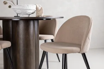 Olivia Matgrupp 110 cm Rund med 4 Velvet stolar - Beige - Möbler - Matplats - Matgrupp & matbord med stolar