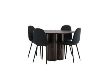 Olivia Matgrupp 110 cm Rund med 4 Polar stolar - Svart - Möbler - Matplats - Matgrupp & matbord med stolar
