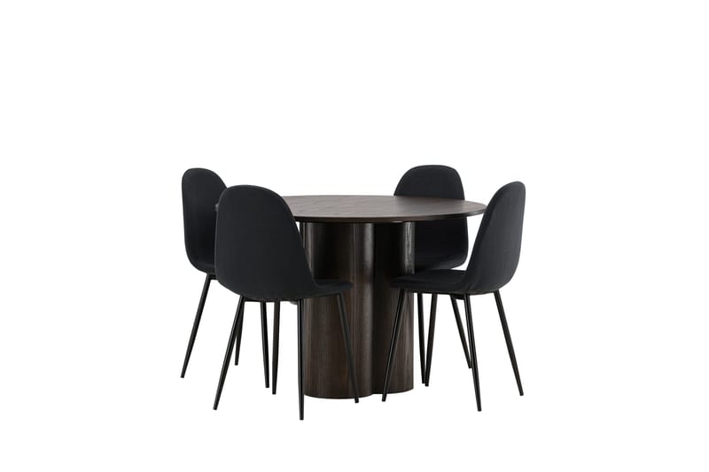 Olivia Matgrupp 110 cm Rund med 4 Polar stolar - Svart - Möbler - Matplats - Matgrupp & matbord med stolar
