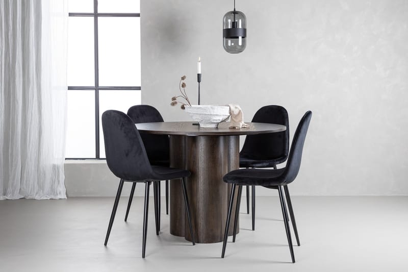 Olivia Matgrupp 110 cm Rund med 4 Polar stolar - Svart - Möbler - Matplats - Matgrupp & matbord med stolar