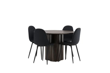 Olivia Matgrupp 110 cm Rund med 4 Polar stolar - Svart - Möbler - Matplats - Matgrupp & matbord med stolar