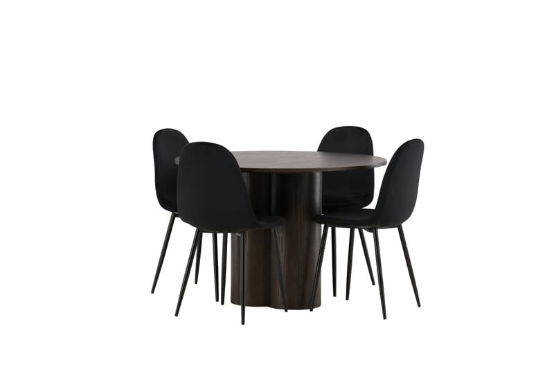 Olivia Matgrupp 110 cm Rund med 4 Polar stolar - Svart - Möbler - Matplats - Matgrupp & matbord med stolar