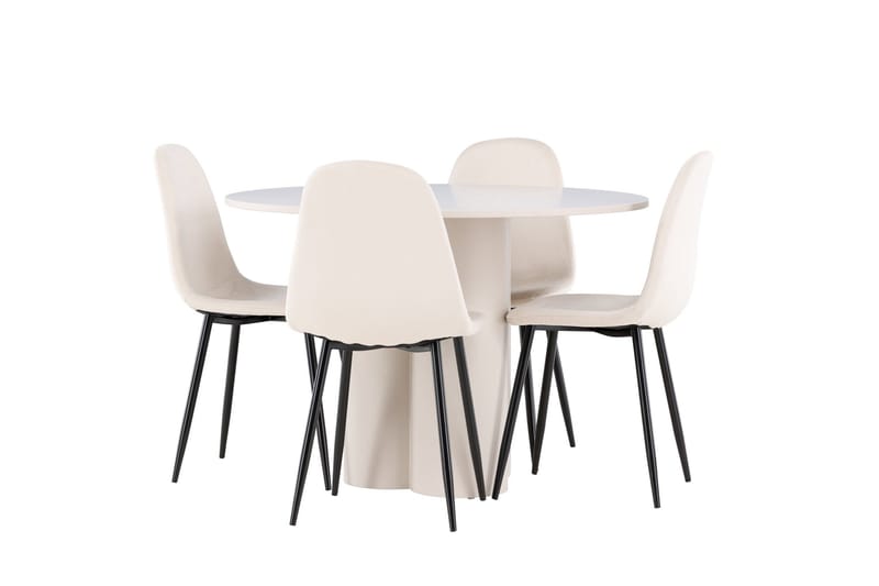 Olivia Matgrupp 110 cm Rund med 4 Polar stolar - Beige/Beige - Möbler - Matplats - Matgrupp & matbord med stolar