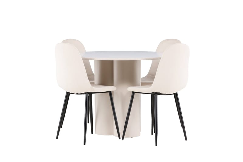 Olivia Matgrupp 110 cm Rund med 4 Polar stolar - Beige/Beige - Möbler - Matplats - Matgrupp & matbord med stolar