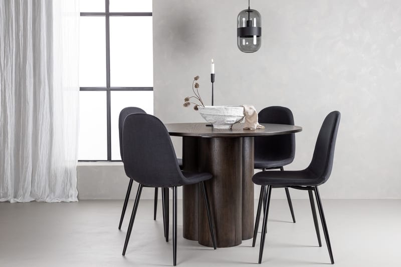 Olivia Matgrupp 110 cm Rund med 4 Polar stolar - Svart - Möbler - Matplats - Matgrupp & matbord med stolar