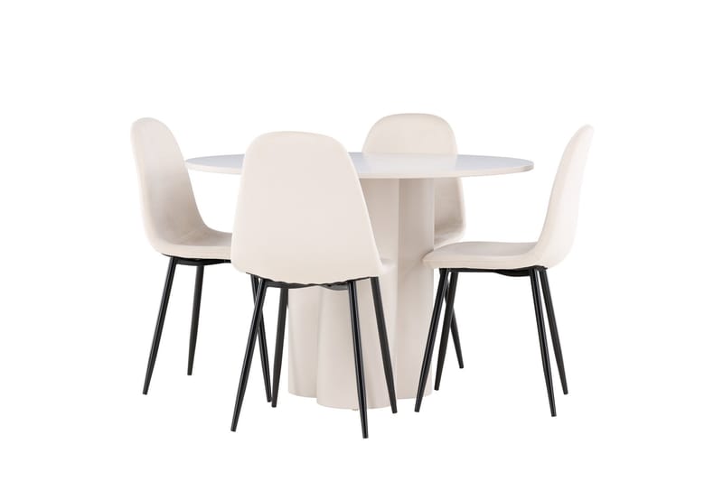 Olivia Matgrupp 110 cm Rund med 4 Polar stolar - Beige/Beige - Möbler - Matplats - Matgrupp & matbord med stolar