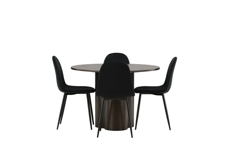 Olivia Matgrupp 110 cm Rund med 4 Polar stolar - Svart - Möbler - Matplats - Matgrupp & matbord med stolar