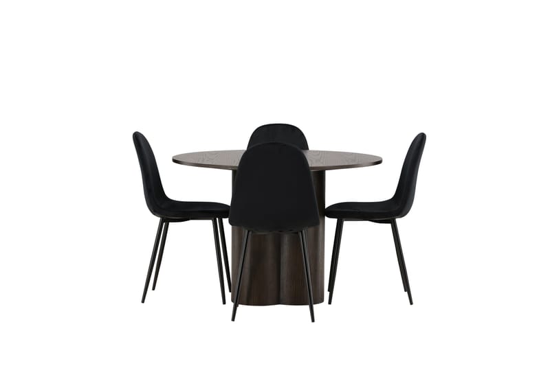 Olivia Matgrupp 110 cm Rund med 4 Polar stolar - Svart - Möbler - Matplats - Matgrupp & matbord med stolar