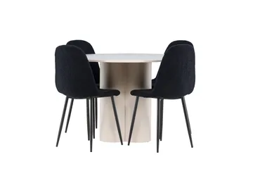 Olivia Matgrupp 110 cm Rund med 4 Polar stolar - Beige/Svart - Möbler - Matplats - Matgrupp & matbord med stolar