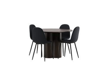Olivia Matgrupp 110 cm Rund med 4 Polar stolar - Svart - Möbler - Matplats - Matgrupp & matbord med stolar