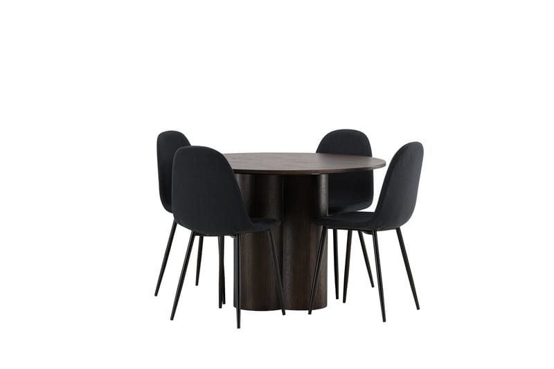Olivia Matgrupp 110 cm Rund med 4 Polar stolar - Svart - Möbler - Matplats - Matgrupp & matbord med stolar