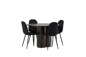 Olivia Matgrupp 110 cm Rund med 4 Polar stolar - Svart - Möbler - Matplats - Matgrupp & matbord med stolar