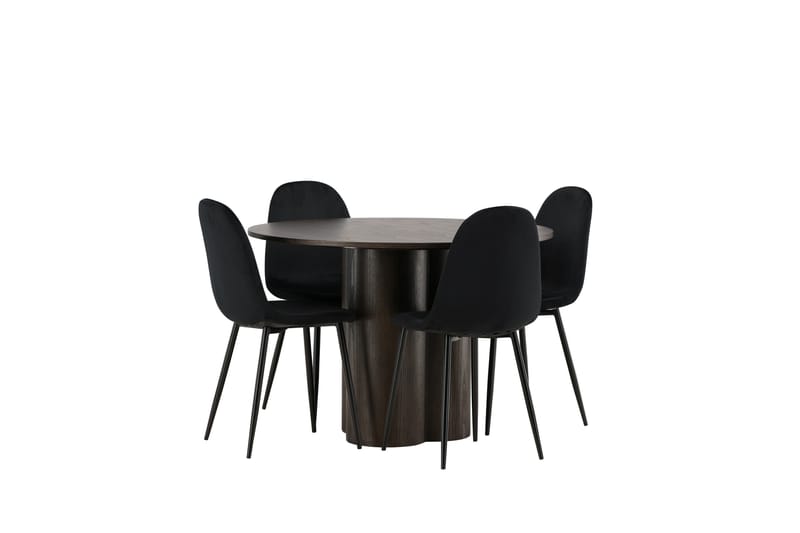 Olivia Matgrupp 110 cm Rund med 4 Polar stolar - Svart - Möbler - Matplats - Matgrupp & matbord med stolar