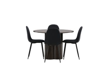 Olivia Matgrupp 110 cm Rund med 4 Polar stolar - Svart - Möbler - Matplats - Matgrupp & matbord med stolar