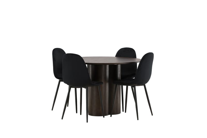 Olivia Matgrupp 110 cm Rund med 4 Polar stolar - Svart - Möbler - Matplats - Matgrupp & matbord med stolar