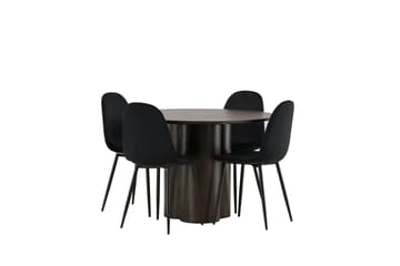 Olivia Matgrupp 110 cm Rund med 4 Polar stolar - Svart - Möbler - Matplats - Matgrupp & matbord med stolar