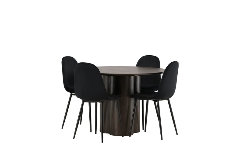 Olivia Matgrupp 110 cm Rund med 4 Polar stolar - Svart - Möbler - Matplats - Matgrupp & matbord med stolar