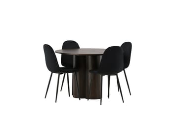 Olivia Matgrupp 110 cm Rund med 4 Polar stolar - Svart - Möbler - Matplats - Matgrupp & matbord med stolar