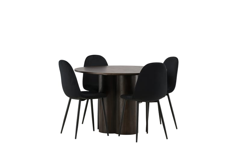 Olivia Matgrupp 110 cm Rund med 4 Polar stolar - Svart - Möbler - Matplats - Matgrupp & matbord med stolar