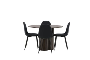 Olivia Matgrupp 110 cm Rund med 4 Polar stolar - Svart - Möbler - Matplats - Matgrupp & matbord med stolar